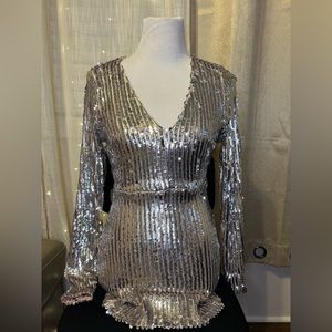 Fashion Nova Long Sleeve Sequin Dress
